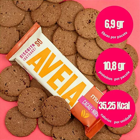 Biscoito de aveia sabor cacau+nibs