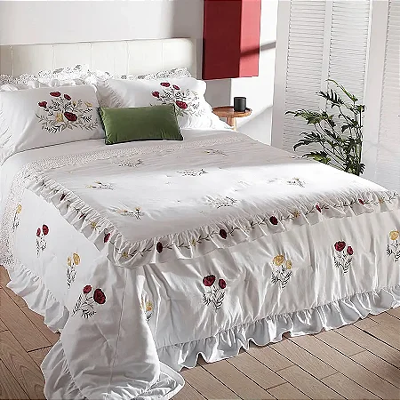 Colcha King Buddemeyer Luxus Cappellini Branco 3 peças