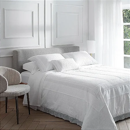 Colcha Queen Bianc 300 Fios Buddemeyer Luxus Branco - 3 Peças
