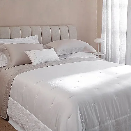Jogo de Cama King/Queen 400 Fios Buddemeyer Luxus Argento 100% Algodão Penteado Bege Antique 4 peças
