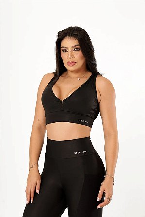 Top com Bojo Nadador Acabamento em Dry - Cor Preto/Mescla