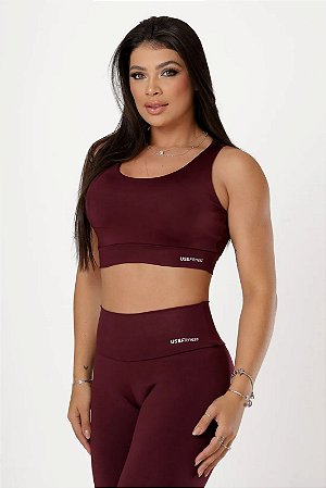 Top com Bojo Básico Acabamento em Dry - Cor Vinho