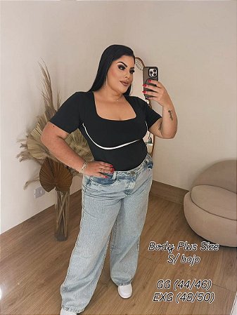 Body Preto Fluity Plus Size