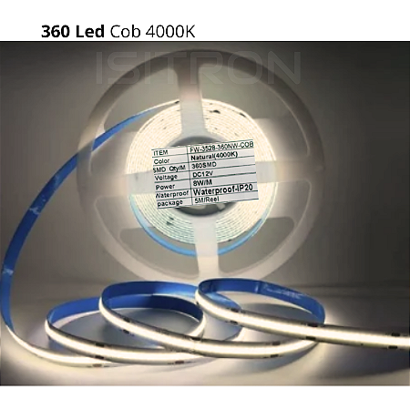 Fita 360 Led Cob Branco Neutro 4000k Dupla Face IP20 5 Metros