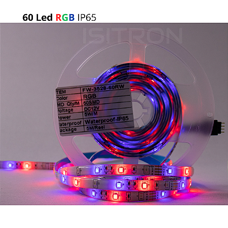 Fita 60 Led RGB Dupla Face IP65 Com Silicone 5 Metros