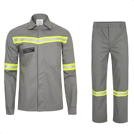 Conjunto Uniforme Risco 2 Cinza Nr10 Anti Chamas Atpv