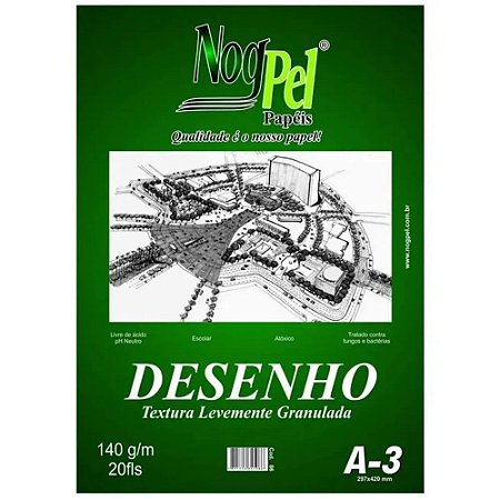 Bloco de Desenho Branco A3 140G 20Fls Nogpel