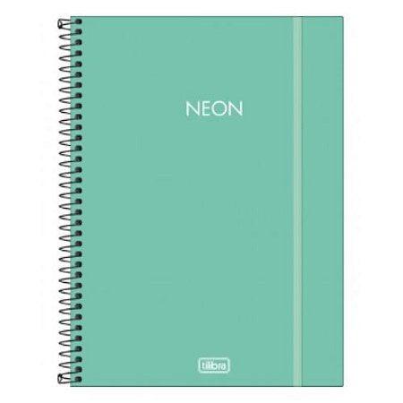 Caderno Univ Capa Plastica 10 Materias Neon Turquersa 160 Folhas Tilibra