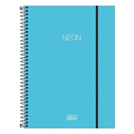 Caderno Univ Capa Plastica 10 Materias Neon Azul 160f Tilibra