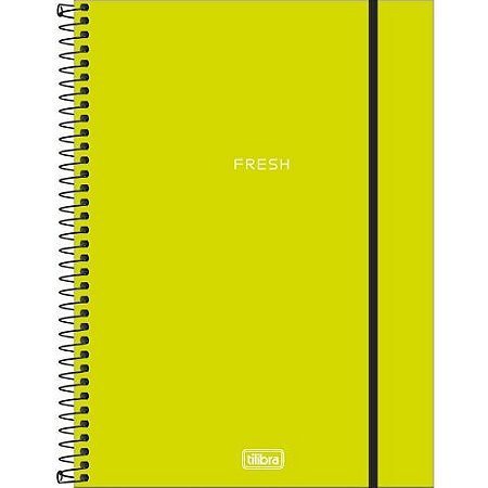 Caderno Univ Capa Plastica 10 Materias Neon Verde Limao 160f Tilibra