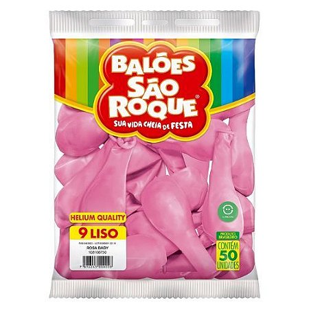 Balao Imperial 9 Rosa Baby com 50 Unidades Sao Roque