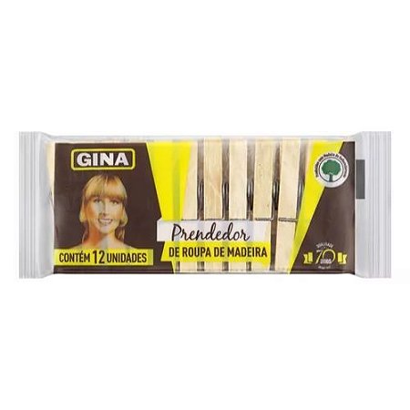 Prendedores de Roupa Madeira com 12 Unidades Gina