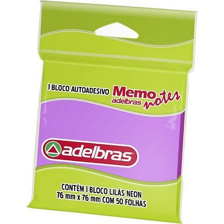 Memo Note Lilas Neon 76x76MM com 50Fls Adelbras