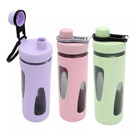 Garrafa Squeeze Plastica com Silicone Fitness Academia 800ML Casita