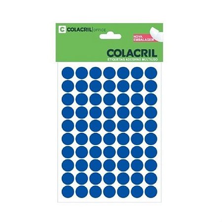 Etiqueta 6021AZ Redonda com 70 Etiquetas Azul 13MM Colacril