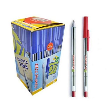 Caneta Esf 0.7 Vermelha Caixa com 50 Compactor