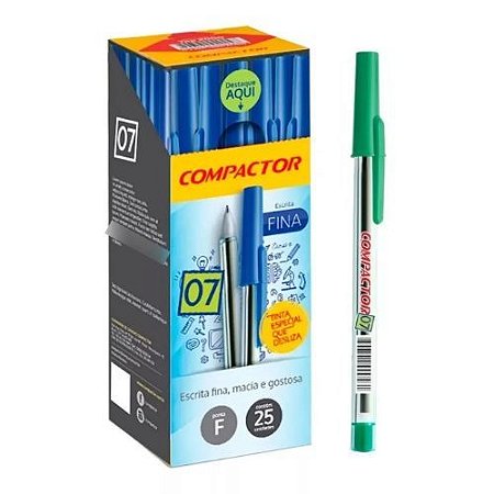 Caneta Esf 0.7 Verde Caixa com 25 Compactor