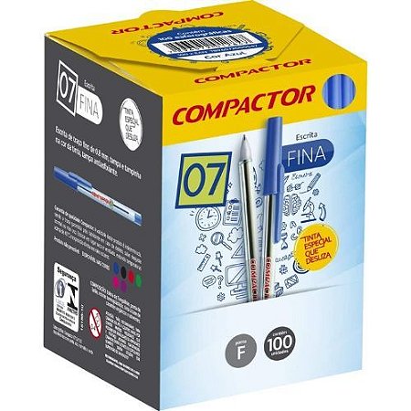 Caneta Esf 0.7 Azul Caixa com 100 Compactor
