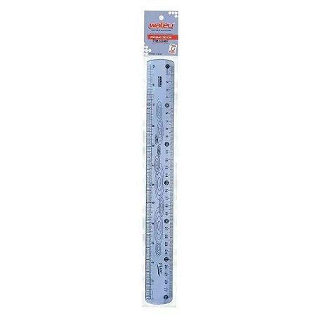Regua Flexivel Resistente 30CM Neon Azul Waleu