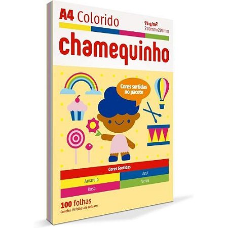 Chamequinho A4 Colorido 75GR 100 Folhas Chamex