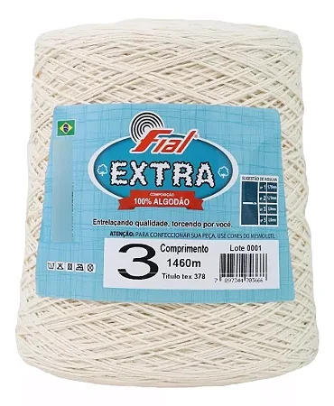 Fio Barbante Cru Tradicional 3mm 1460m Tex 378 Fial Extra