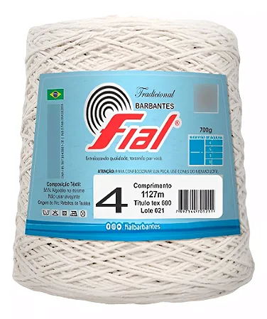 Fio Barbante Cru Tradicional 4mm 1127m Tex 600 Fial