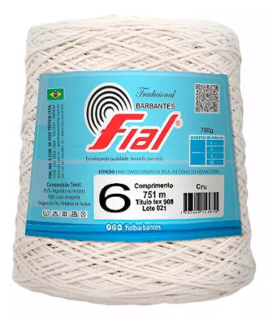 Fio Barbante Cru Tradicional 6mm 751m Tex 908 Fial