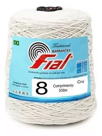 Fio Barbante Cru Tradicional 8mm 563m Tex 1205 Fial