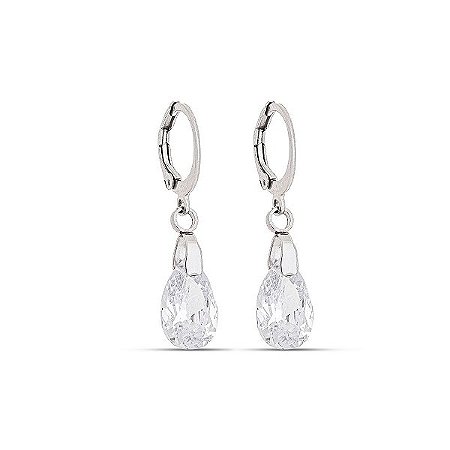 Brinco Click Gota Zircônia 12x8mm