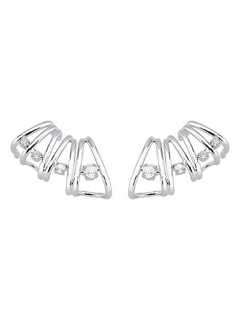 Ear Cuff Fios Cravejada | Banho de Prata