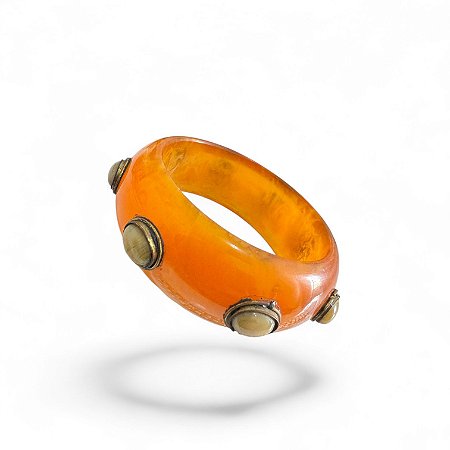 Pulseira Resina Kali Laranja/Bege