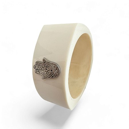 Pulseira Triangular Mão de Hamsa Branca