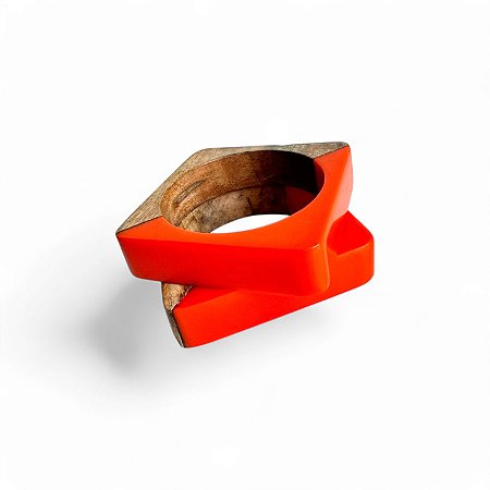 Pulseira Madeira Quadrada Bicolor Laranja