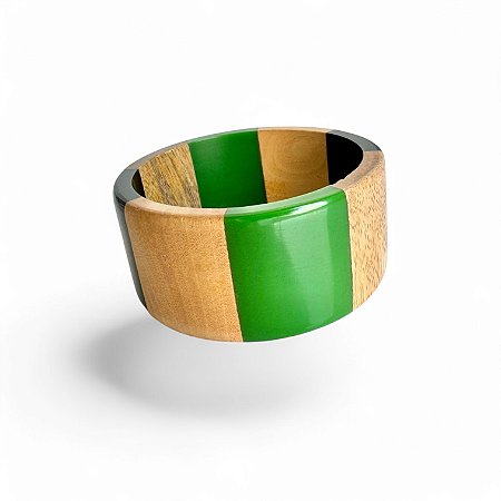 Pulseira Madeira Listrada Verde