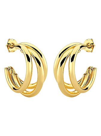 Meia Argola Tripla G | Banhado à Ouro 18k