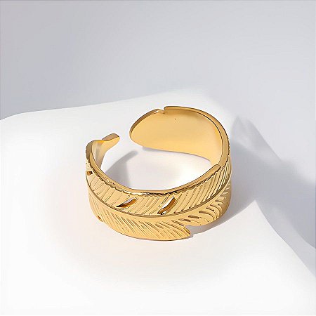 Anel Palmeira Aço Premium Gold