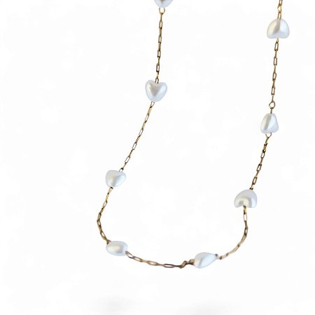 Choker Pérolas Coração Gold