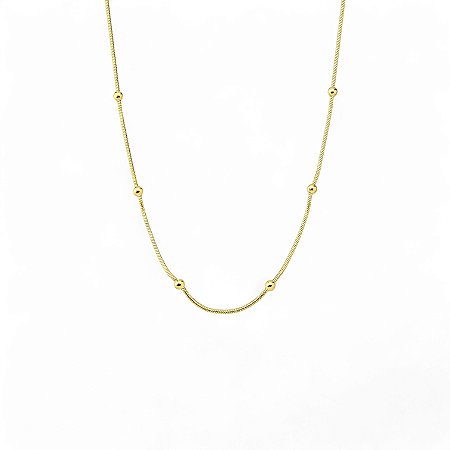 Colar Rabo de Rato com Bolinhas | Gold 18k