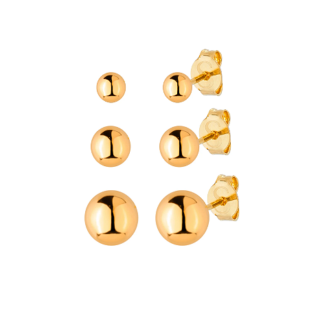 Trio Brinco Bolinhas G | Gold 18k