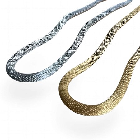 Colar Malha de Aço Tubular | Dourado