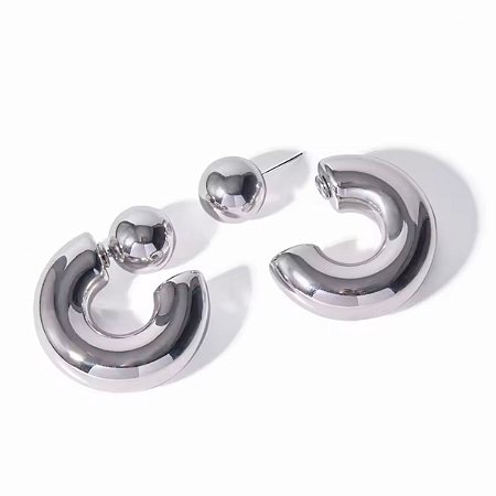 Argola Esfera Bold | Prateada
