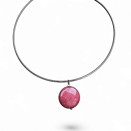 Choker Aro com Jade Rosa