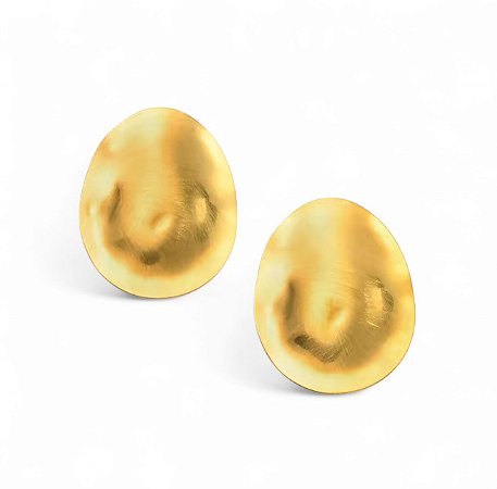Brinco Oval Aço Fosco | Dourado