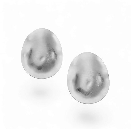 Brinco Oval Aço Fosco | Prateado