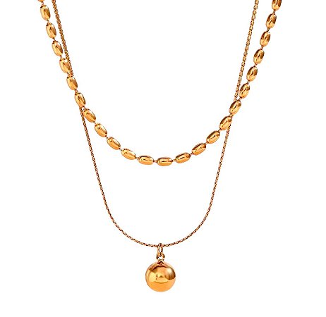 Colar Duplo com Esfera | Gold
