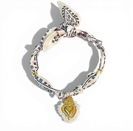 Colar Lenço Clássico Pérola Off-White