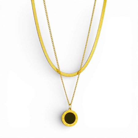 Colar Duplo Algorismos | Banho Ouro 18k