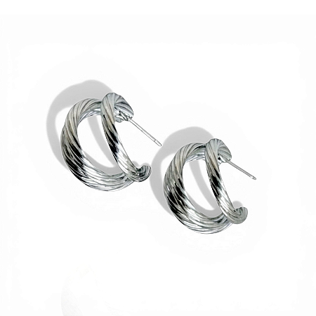 Argola Fios Torcidos | Prateado