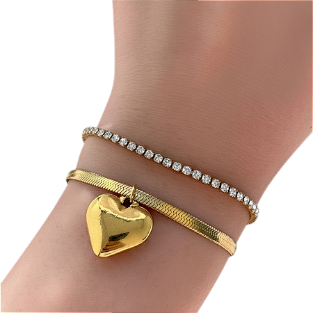 Pulseira Dupla Fita e Zircônias