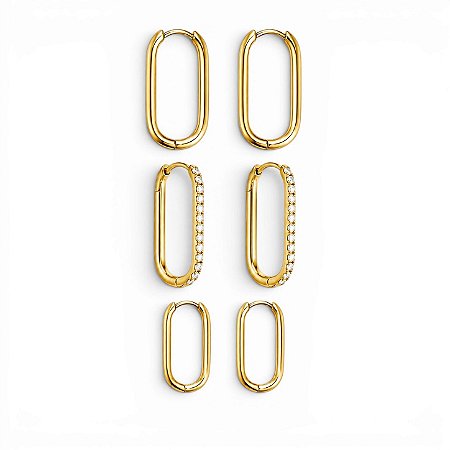 Trio Argolas Elegance | Ouro 18k